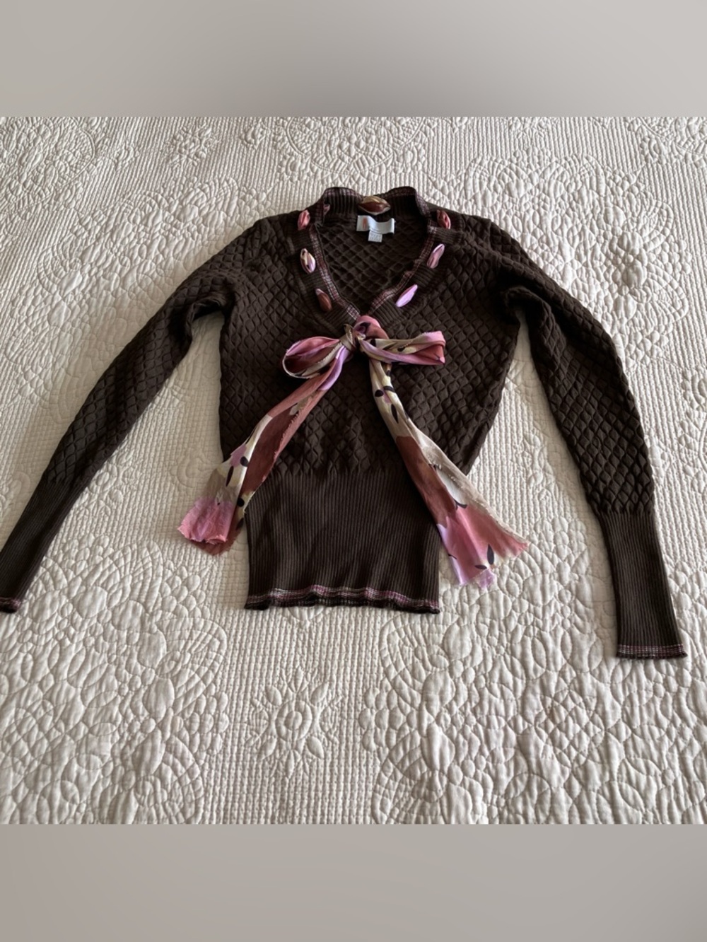 VTG 2 in 1 M Missoni brown sweater with silk scarf